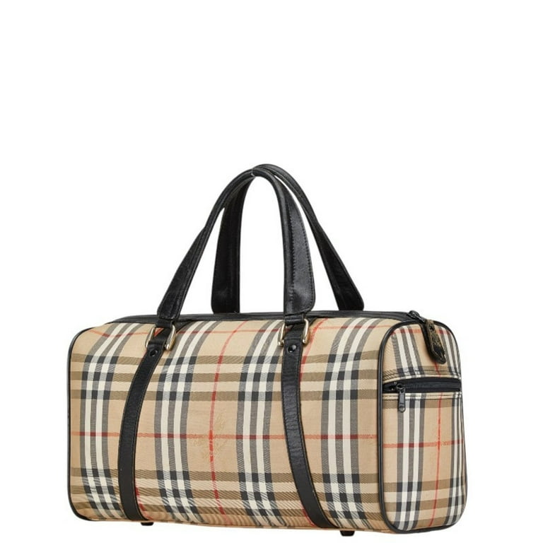 Pre-Owned Burberry Nova Check Horse Logo Boston Bag Beige