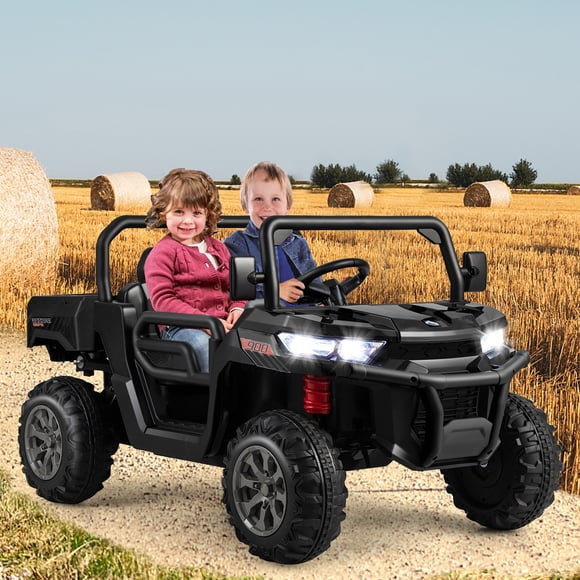 Gymax 24V Kids Ride On Dump Truck 2-Seater Electric Truck w/ Remote Control Black