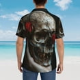 thumbnail image 4 of Pofeuu Realistic Rose Skull Print Hawaiian Shirt for Men Sleeves Casual Button Down Summer Beach Dress Shirts T-Shirts,X-Large, 4 of 7