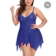 thumbnail image 1 of Ropa de dormir sexy para mujer T-thongs Mesh Vestido de encaje floral Ropa de dormir, Royal Blue, XL sidaley XX000049-10, 1 of 7