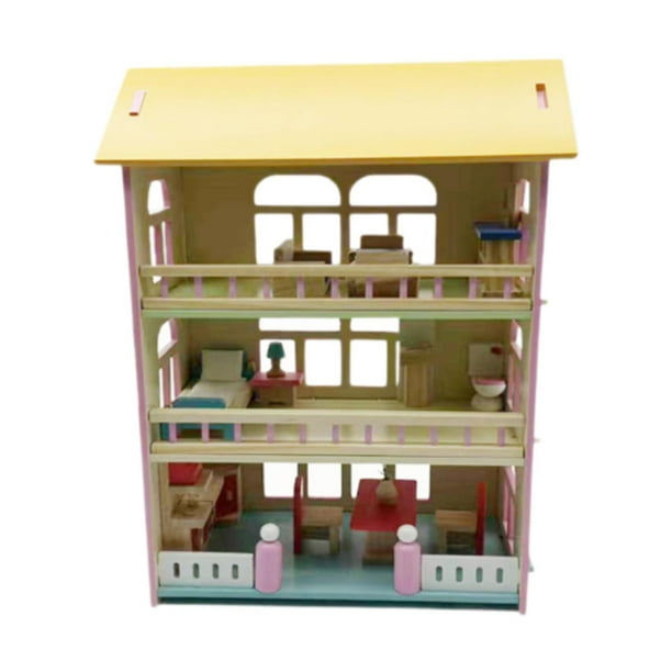 Casa de muñecas de madera, juego de casa de muñecas, juguete de simulación, kits de casa de muñecas en miniatura, juego de casa de muñecas Villa para