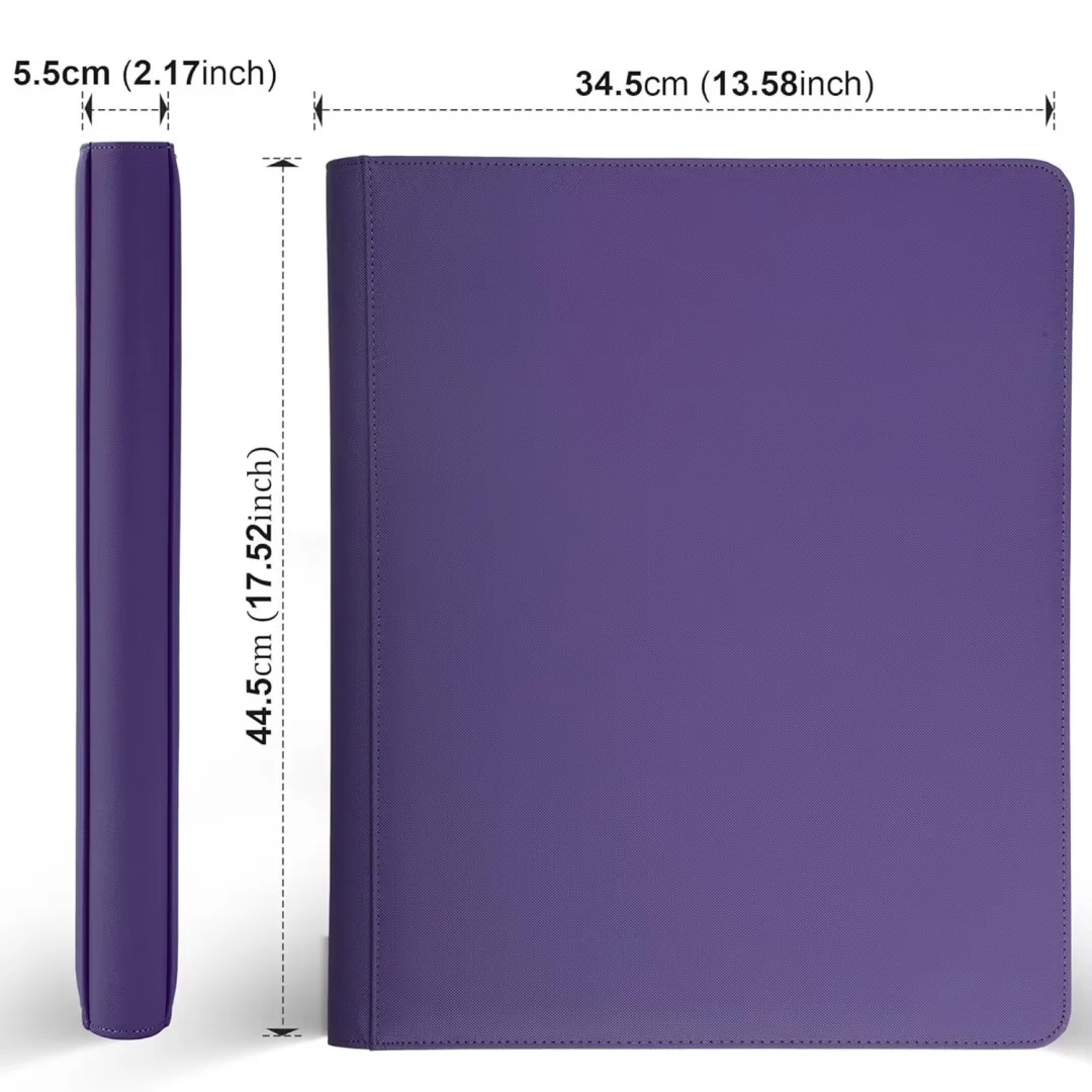 16 Pocket Card Binder, Premium Zip Trading Card Binder, 1024 Double Sided Pocket PU Collection Binder, Collector Album, Card Folder for MTG, TCG, Sports Cards (Purple)