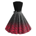 thumbnail image 3 of Ichuanyi Woman Dress Women Vintage Retro V-Neck Sleeveless Print Evening Party Prom Swing Dress, 3 of 3