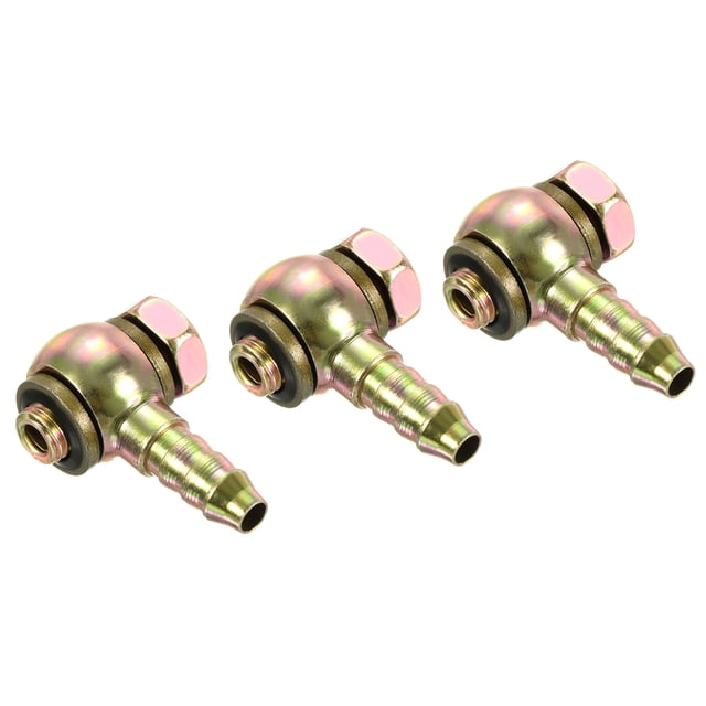 Unique Bargains 8mm Barb M8x1 Male Thread Hose Pipe Fitting Elbow Carbon Steel Adapter 3 Pack