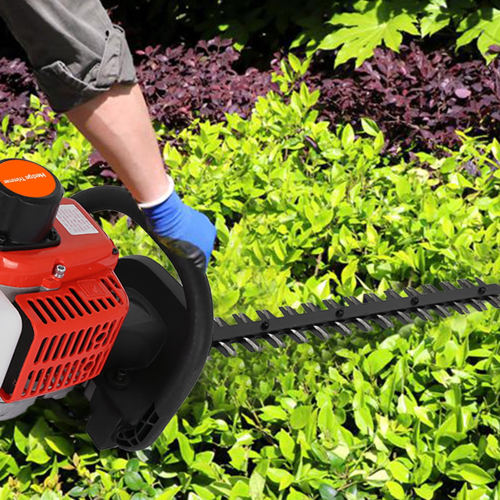 Wliqien 1 Set 24 Inch Fuel-efficient Low Voice High-powered Hedge Trimmer Double Side Blade 26cc Gas Bush Cutter
