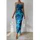 thumbnail image 3 of Vestido PRETTYGARDEN Strapless Maxi Bodycon Floral Azul Talla L, 3 of 6