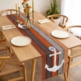 thumbnail image 3 of Nautical Anchor Table Runner - 90 Inch Long, Kitchen Dining Table Runner Dresser Scarves, Vintage Orange Brown Wooden Grain Farmhouse Decor for Coffee Tables Wedding Party Banquet, 3 of 8