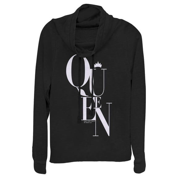 Junior's Snow White and the Seven Dwarfs Fairest Queen Cowl Neck Sweatshirt Black 4X Large