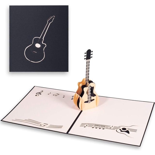 Tarjeta de cumpleaños en 3D, tarjeta de graduación, tarjeta conmemorativa, tarjeta de invitación para fiesta de música, tarjeta emergente con forma de guitarra, con sobre