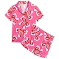 thumbnail image 4 of Pyjamas en Satin Imprimé Manches Courtes Ensemble de Pyjamas Boutonnés pour Enfants Fille Vêtements de Nuit pour Tout-Petits Garçons Filles Mode, 4 of 4