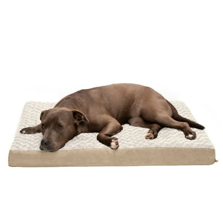 UPC: 0842229125559 | FurHaven Pet Products Ultra Plush Deluxe Full Support Solid Orthopedic Foam Pet Bed for Dogs & Cats – Cream Large