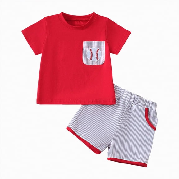 Baby Clothes Boy Boys Summer Kids Unisex Spring Cotton Contrast Color Print Short-sleeved Casual 3 6 12 18 24 Months 3T T-shirt Shorts Children's Outfits 2 Piece