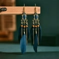 thumbnail image 5 of GKNET Bohemian long feather earrings Long pearl handmade earrings for weddings-29, 5 of 9
