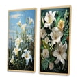 thumbnail image 3 of Designart "White Blue Lilies landscape Pointillism Dot" Lilies Framed Wall Art Set Of 2 - White Floral Framed Canvas Set For Living Room Decor, 3 of 7