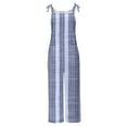 thumbnail image 5 of lcziwo Plaid Printed Jumpsuits for Women Summer Linen Sleeveless Spaghetti Strap Rompers Loose Plus Size Wide Leg Bib Overall with Pockets Todays Daily Sales Navy XXXXL, 5 of 6