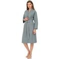 thumbnail image 4 of TowelSelections Women's Waffle Bathrobe 100% Cotton Soft Kimono Spa Bath Robe X-Small/Small Quarry, 4 of 6
