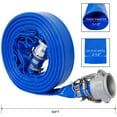 thumbnail image 2 of YYAo Lay Flat Water Discharge Hose,1.5" ID × 50 ft Pool Backwash Hose, Heavy Duty Reinforced Blue PVC Lay Flat Water Discharge Pump Hoses with Aluminum Camlock C and E Fittings, 2 of 8