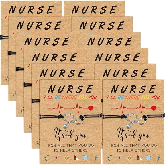 Nurse Appreciation Gifts 12 Sets, Christmas Stethoscope Bracelets with Blessing Card, Perfect for Nurse Day Birthday Gifts