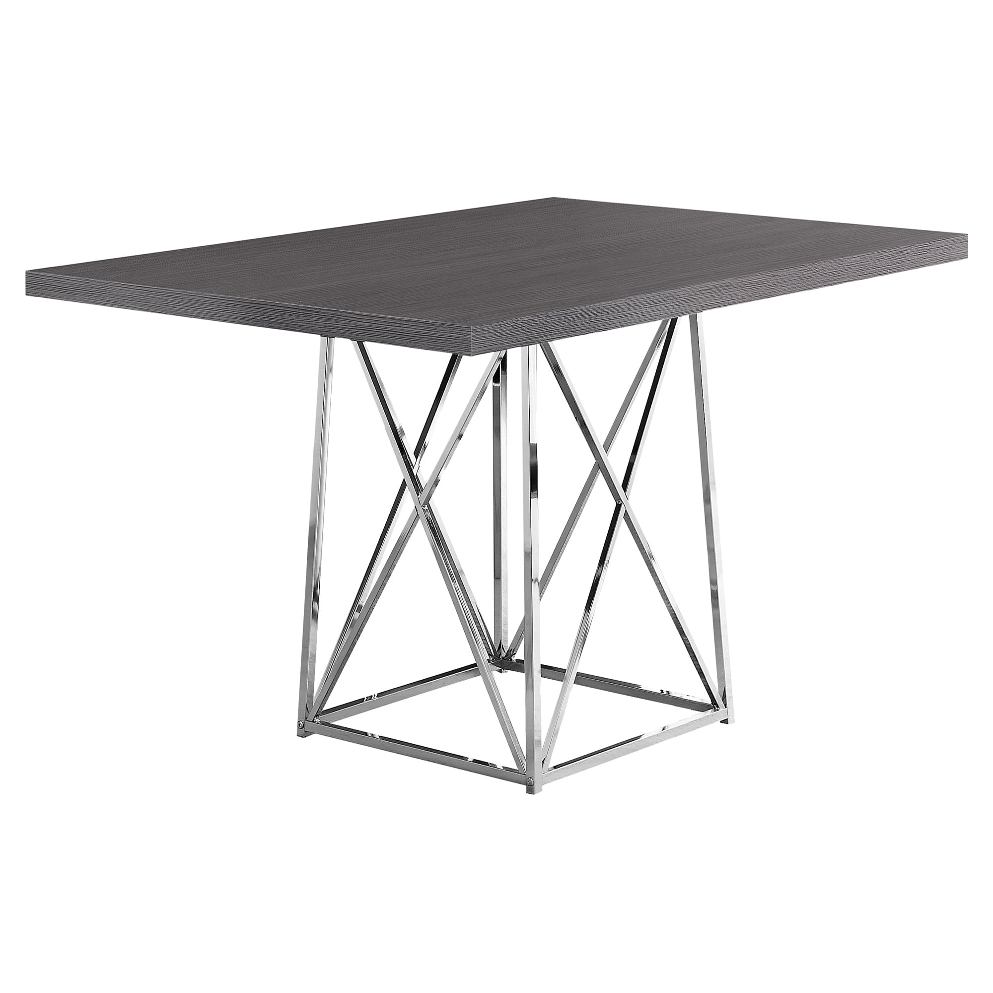 36" x 48" 31" Grey, Particle Board ad Chrome Metal Dining Table
