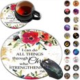 thumbnail image 1 of Tapis de Souris Rond, Philippiens 4-13 Citations Chrétiennes Bible Écriture Fleurs Aquarelle Rouges Designs Base en Caoutchouc Antidérapante, 1 of 5