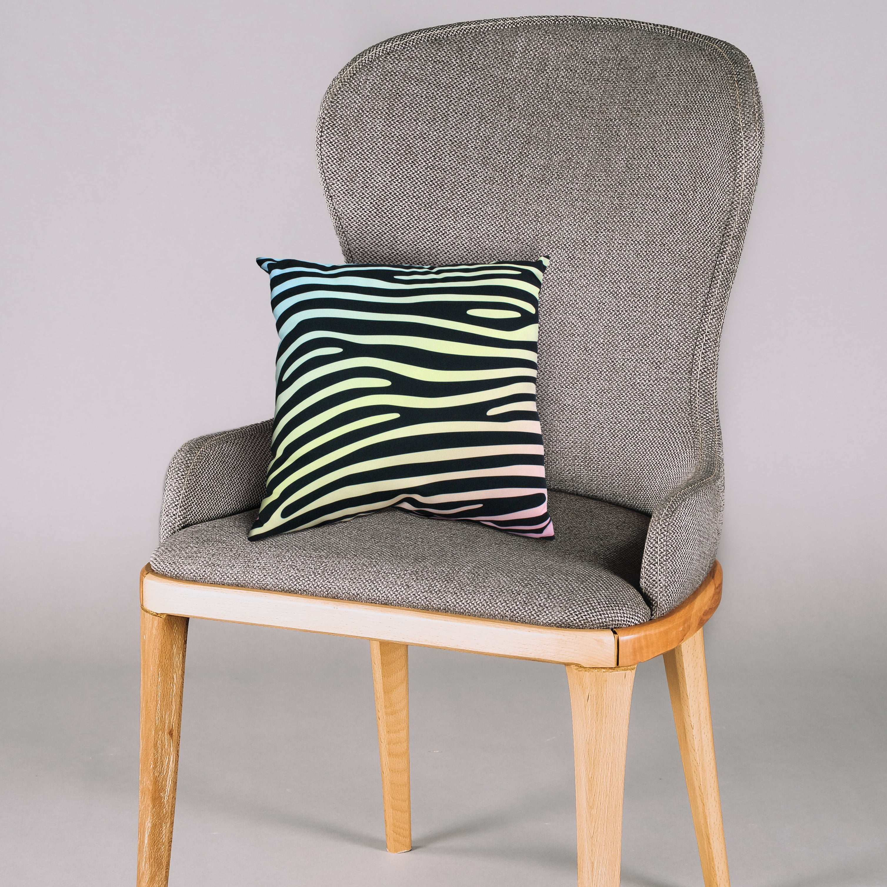 Everything Comfy Zebra Print Decorative Throw Pillow, 16x16 Inch, Pastel Gradient/Black,