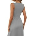 thumbnail image 4 of Duoif Formal Dresses for Women 2025 Sleeveless Front V Neck Casual Summer Dress Cute Bodycon Dresses Womens Dresses Grey XXL, 4 of 6