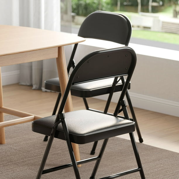 4 Pack Padded Folding Chairs with Durable Steel Frame for Home