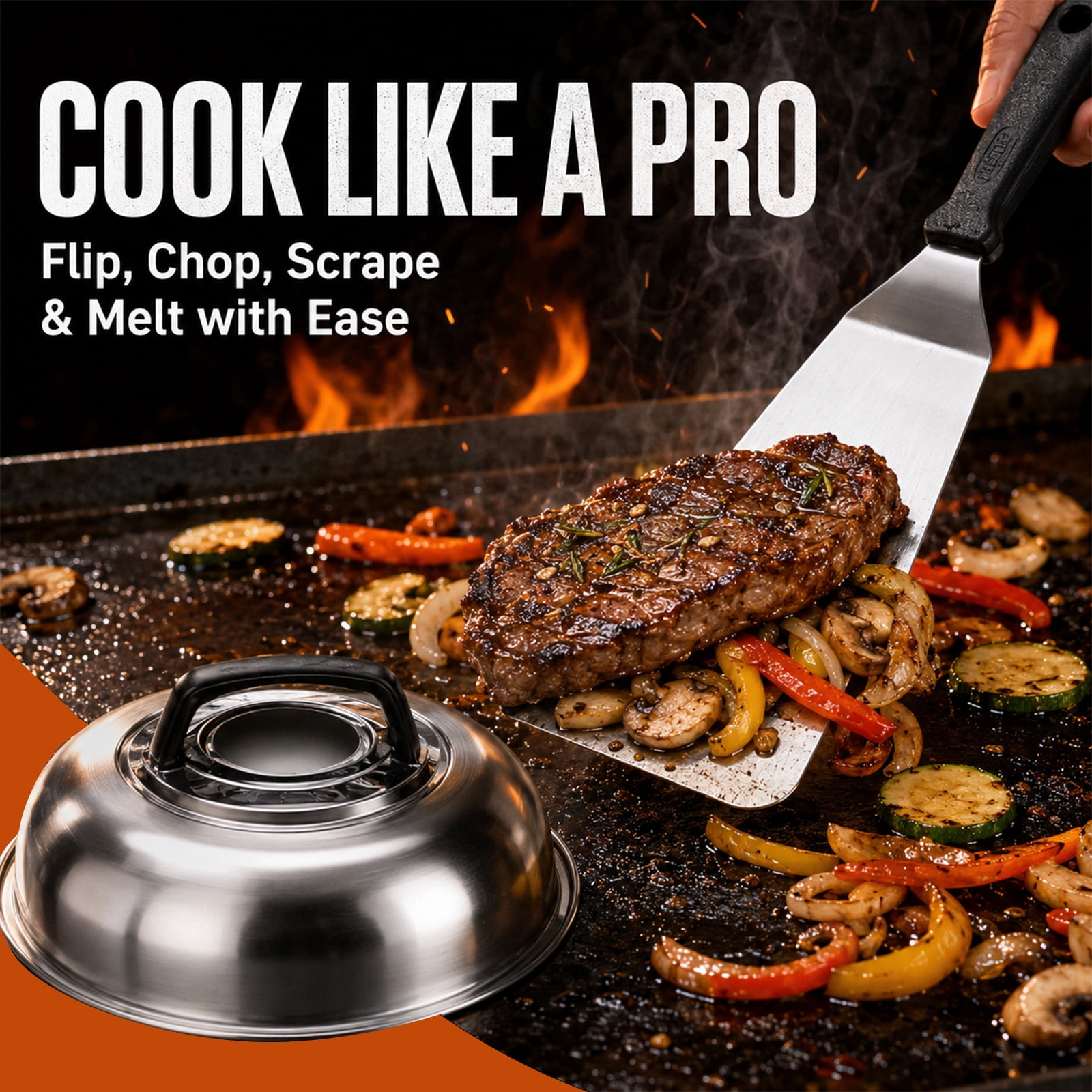 Blackstone Griddle Accessories Kit, Flat Top Grill Accessories Set for Blackstone and Camp Chef with Basting Cover, Scraper for Outdoor BBQ