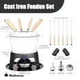 thumbnail image 2 of Juego de ollas para fondue de hierro fundido Mabeeze para queso, chocolate o carne - Olla esmaltada en blanco de 1,6 cuartos - Incluye 6 tenedores para fondue, 2 of 5