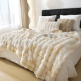 thumbnail image 4 of ROSEKIND 7lbs Faux Rabbit Fur Bubble Fleece Throw Blanket for Sofa & Bed, ultra-soft Cozy Gift for Adults & Friends, 60"x80", Tie-dye Yellow, 4 of 8