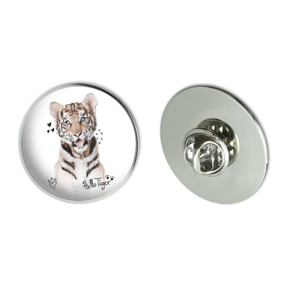 Hello Tiger Cub Jungle Kitten Cat Metal 1.1" Tie Tack Hat Lapel Pin Pinback