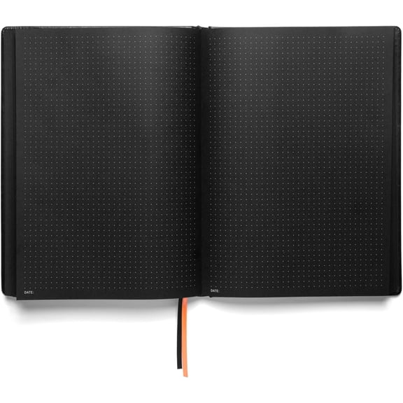 Notsu Pitch Black Paper Notebook B5 Dotted Journal | Minimalist Bullet Dot Grids with 160 Black Pages of Premium Thick 150gsm Paper, Vegan Leather Hardcovers