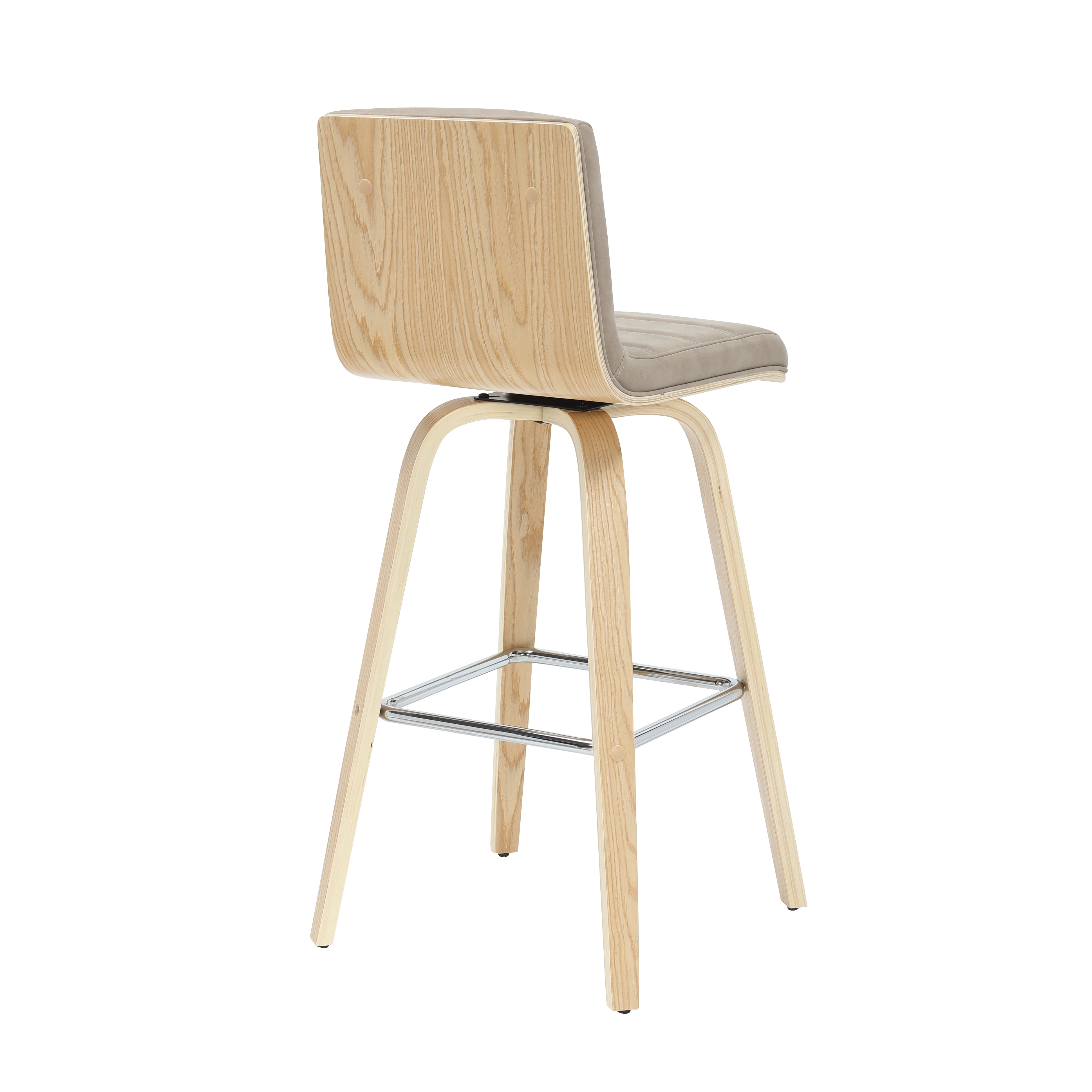 Vienna 39.5 in. H Swivel Bar Height Vintage Taupe Square Back Wood Bar Stool with Faux Leather Seat Set of 2