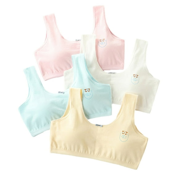Girls Padded Training Bras Fit for 11-15 Years Teens & Big Girls Breathable Training Bras Wire Free Push Up with Adjustable Straps