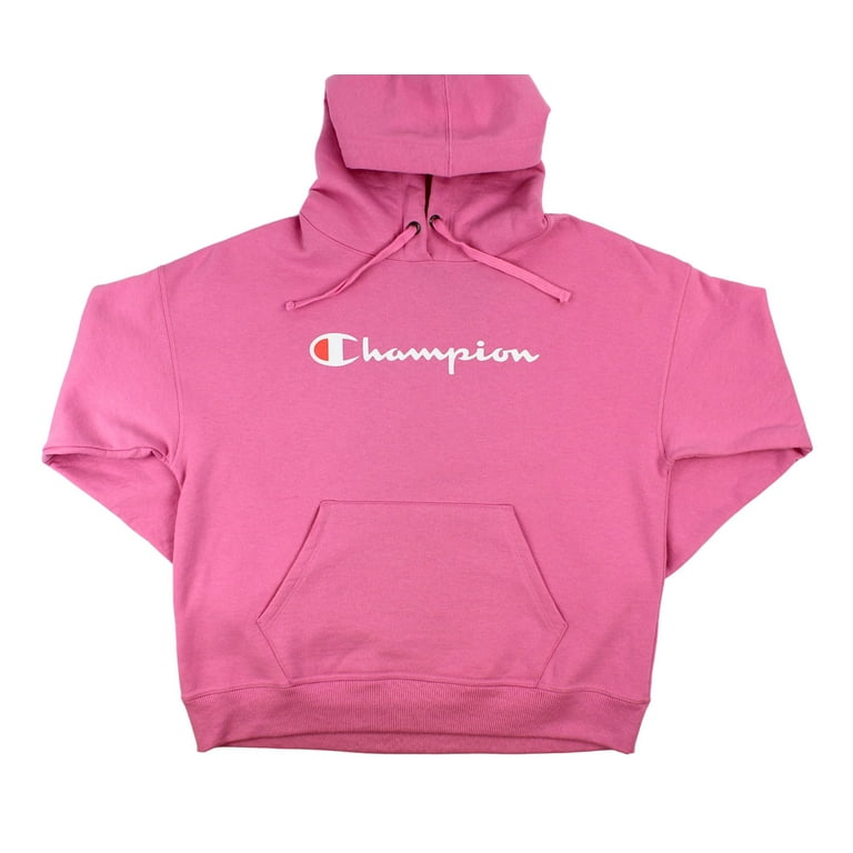 Champion, Spirited Pink, Logo Powerblend Relaxed Hoodie, Small
