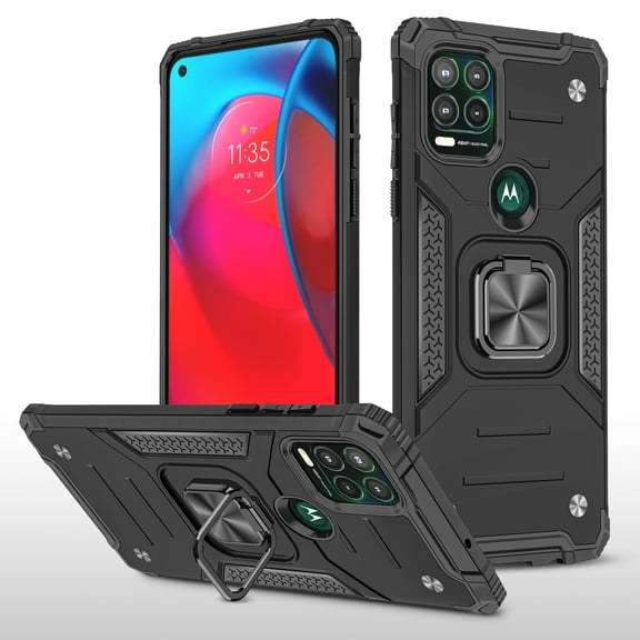 Moto G Stylus 5G Case Military-Grade Heavy Duty Full Body Anti-Fingerprint Anti-Scratch & Non-Slip Moto G Stylus 5G 2021 Case with 360 degree Ring Holder Kickstand,Black
