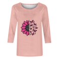 thumbnail image 3 of qelini Breast Cancer Shirts Long Sleeve Casual Pullover Blouse Fall Winter Crewneck Comfy Shirts Loose Casual Print Tops Pink S, 3 of 3