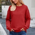 thumbnail image 2 of VNKIDY Women's Sweatshirt Street Style Solid Color Oversized Crewneck Sweatshirt Long Sleeve Loose Fit Pullover With Stitch Detail For Daily Wear Relaxed Fit Tops, 2 of 6
