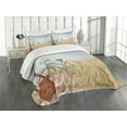 thumbnail image 3 of Ambesonne Blue Quilted Bedspread Set 3 Pcs, Old Vintage Guitar Beach, Queen Size, Blue, 3 of 5