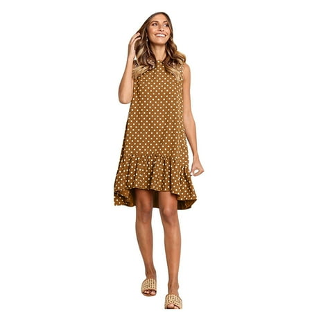 

Maxi Dress for Women Summer Dress Fashion Round Neck Sleeveless Polka Dot Loose Fit Large Swing Ruffle Dress on Clearance Sundresses for Women Birthday Dresses for Women Sexy Off-White L
