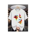 thumbnail image 1 of Men's Summer Fashion Graphic T-Shirt - Short Sleeve, Round Neck, Light Blue with Vibrant abstract Face Print, Casual cotton Knit, Machine Washable, Summer Casual Wear | Vibrant Graphic Tee | Stretchy, 1 of 7