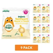 Little Bellies Organic Sweetcorn Round-a-bouts, Baby & Toddler Puff Snack, 7+ Months, 0.42 oz (9 Pack)