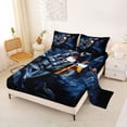thumbnail image 2 of Castle Fairy Extreme Motocross Queen Sheet Sets 4 Pieces for Men, Rocky Terrain Bed Set for Bedroom, Orange and Blue, 2 of 6