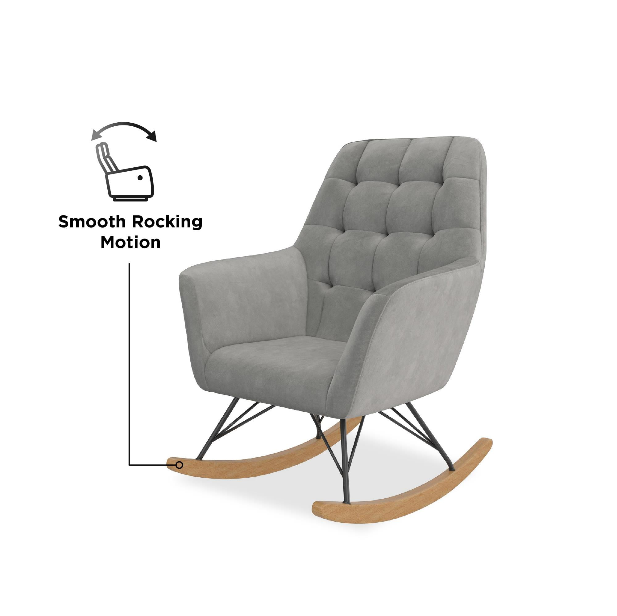 Little Seeds Raven Upholstered Nursery Rocker, Gray Velvet