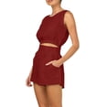 thumbnail image 2 of Summer Fashion Women 2 Pieces Set Sleeveless Tank Tops & High Waist Shorts Pants, 2 of 3