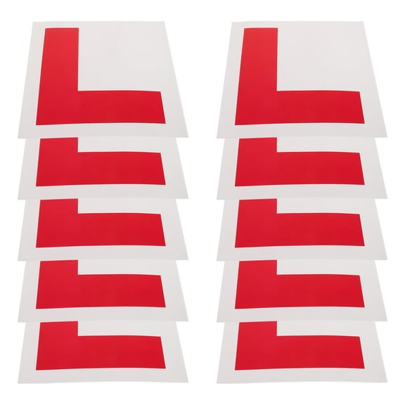 STRANDCHIC 10Pcs Red Reflective Learner Driver Sign for Vehicles Removable Adhesive L Sticker for Cars