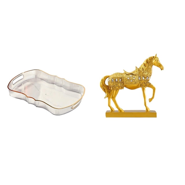 Bandeja de almacenamiento,Bandeja rectangular para servir,bandeja para postres y frutas de cocina,Estatuas de caballos,Estatuas de caballos Figura de caballo Figura de caballo,Escultura de
