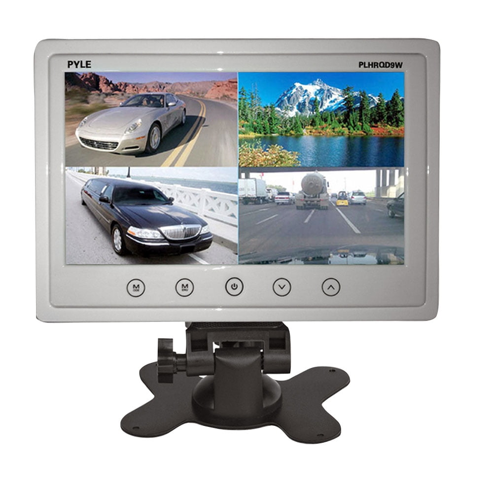 9" Car Quad Split Auto LCD Monitor Screen 4 Display Security Rear View Monitor 
