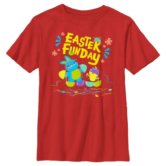Boy's Toy Story 4 Ducky and Bunny Easter Funday  Graphic Tee Red X Large