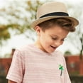 thumbnail image 3 of NAZISHW Kids Boys Straw Fedora Hat Children Summer British Style Fedora Jazz Hat Caps Casual Beach Panama Hats Fedoras Hats for Boys (G,One Size), 3 of 3